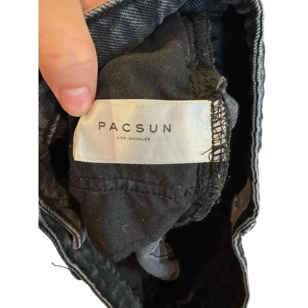Pacsun Black Denim Lace-Up Mini Skirt | Y2K Grunge High Rise - Picture 7 of 9